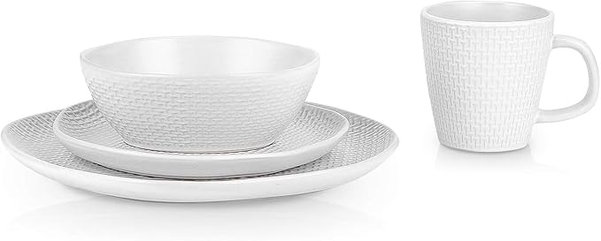 Stone Lain Abigail 16-Piece Dinnerware Set Stoneware, White
