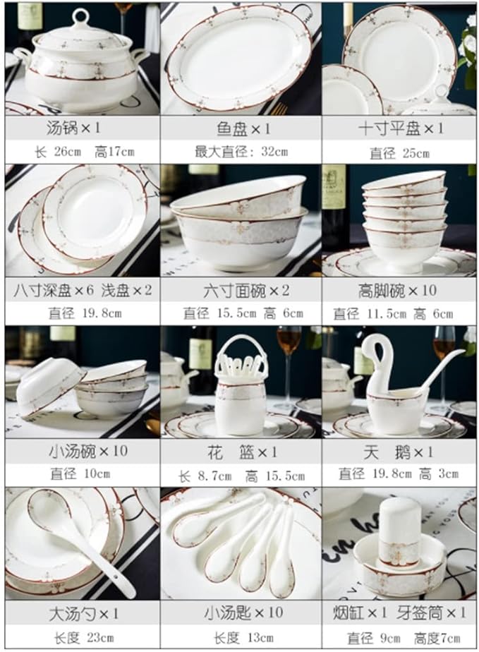 European Tableware Bowls Plates Ceramic Sets Tableware Sets Tableware Sets 58 Pieces