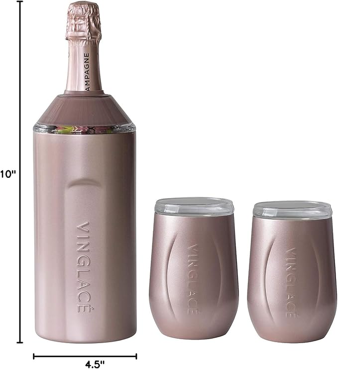 Personalized Vinglacé Wine & Champagne Bottle Chiller - A Unique Customized Gift for Wine Lovers (Rose Gold)