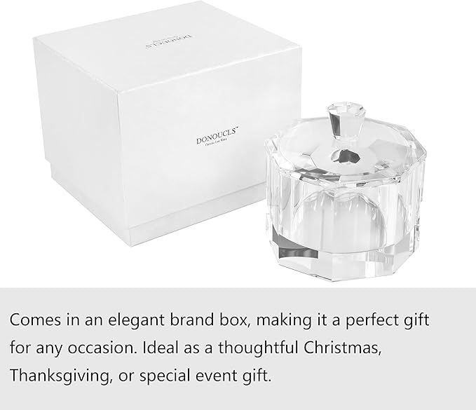 Crystal Candy Dish with Lid Hand-Cut Home Decorative Jewelry Box/Jar W 5" x H 5" with Multi-faceted, Comes With Gift Box