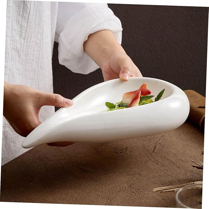Zerodeko Ceramic Appetizer Plate Irregular Food Serving Dish for Fruits Snacks Desserts Easy to Clean Ceramic Display Plate for Home Party Restaurant Use