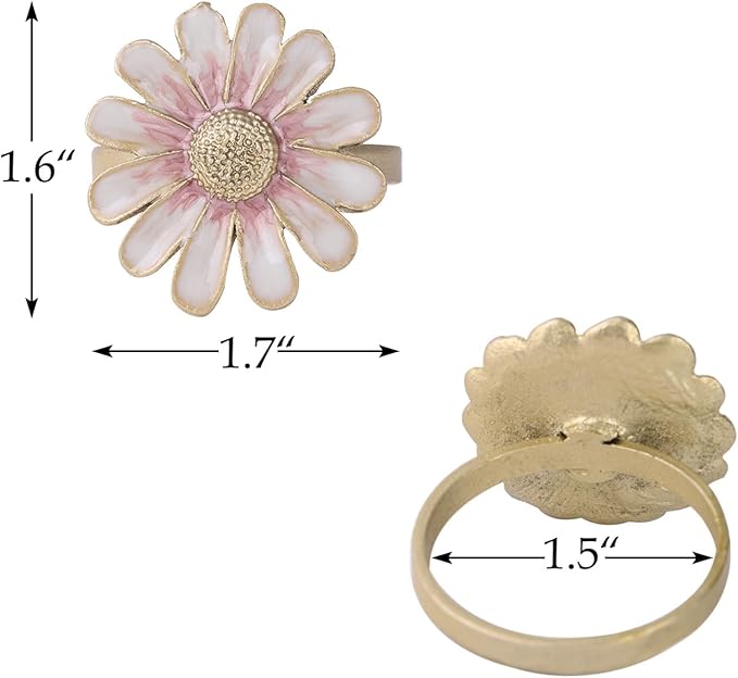 NIKKY HOME 4 Pcs Napkin Rings, Flower Napkin Buckles Rhinestone Bling Round Napkin Holders for Wedding Banquet Home Party Decoration Dining Table Accessory