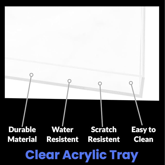 Hammont Acrylic Rectangular Tray - 10'x8'x1' - Transparent, Modern, Portable Cover - Bathroom Tray Organizer