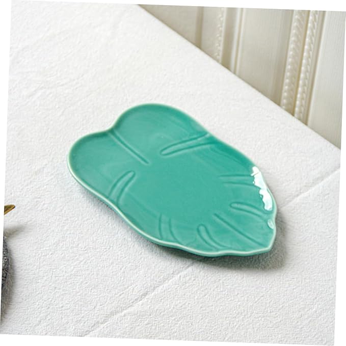 Mobestech Leaf Pattern Ceramic Plate for Desserts Snacks Appetizers Versatile Dinnerware Dishwasher Safe