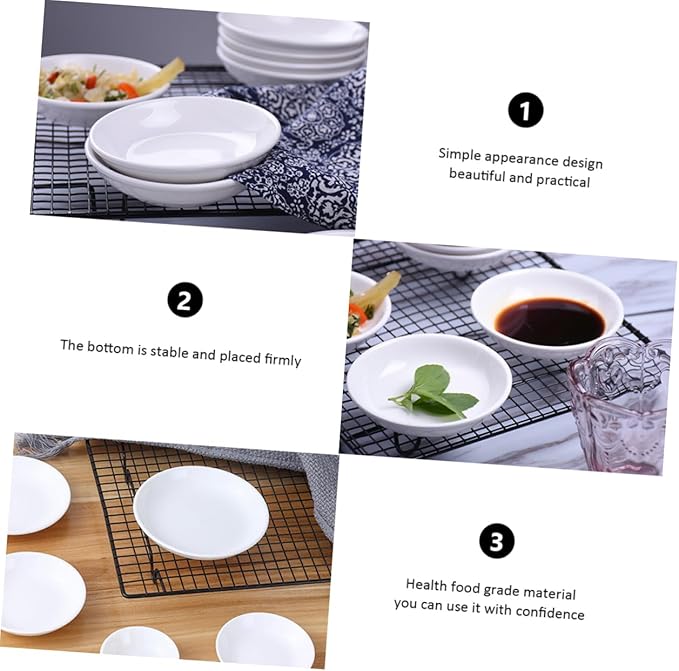 6pcs Ceramic Sauce Serving Plates Small Condiment Dishes for Dipping Sauces Tableware for Appetizers Mustard and More