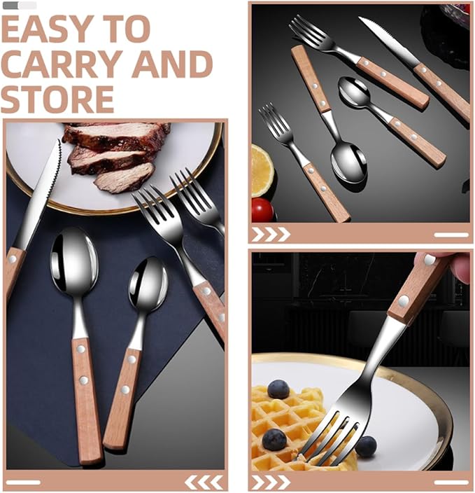 3sets Buffet Serving Utensils Set Stainless Steel Cutlery Caddy Party Utensils Fork Spoon Knife