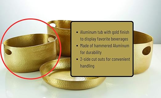 American Metalcraft Aluminum Beverage Tub - Large Party Serving Solution with Handles for Drinks, 320oz, Gold