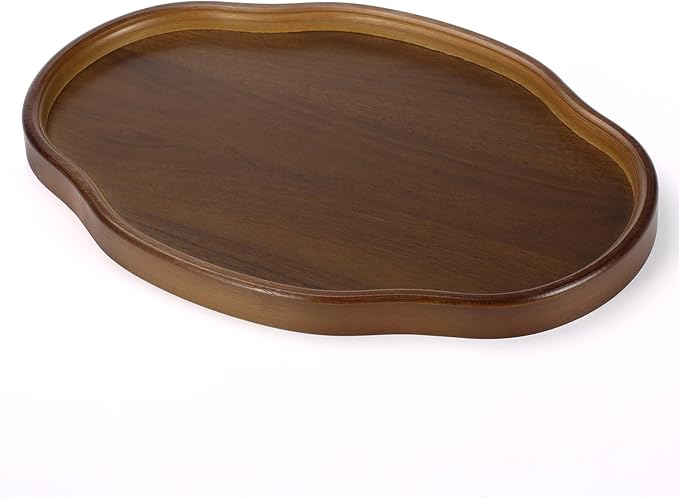14.57 Inch Candle Holder Tray for Home Decor, Irregular Wooden Tray, Small Multi-Purpose Wooden Serving & Decorative Tray for Home