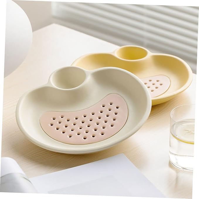 Cabilock Ceramic Divided Dumpling Dipping Plate Detachable Draining Design Multi-function Food Serving Dish for Sushi Salad and Appetizers