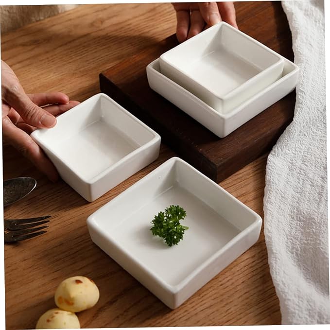 LIFKOME 2pcs Sauce Dishes Square Serving Plates for Snacks Dipping Sauces Stylish Kitchen Gadgets Craftsmanship