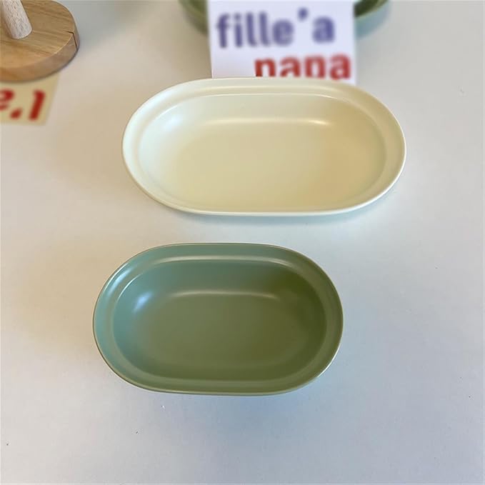 SONGCHAO Party Supplies Solid Color Ceramic Dinner Plate Oval Salad Plate Home Breakfast Plate Dessert Plate Restaurant Ceramic Plate Party Plates (Color : A, Size : Medium)