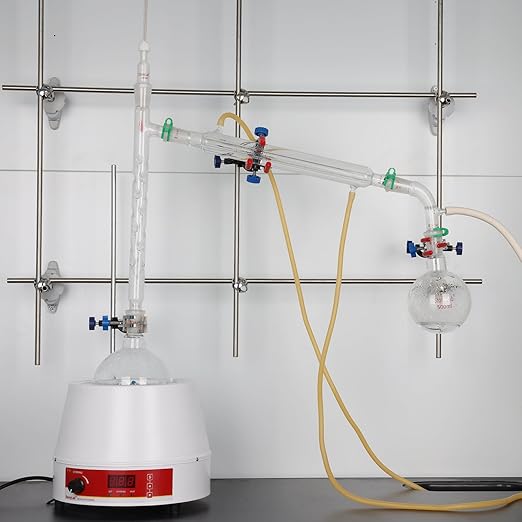 stonylab Distillation Apparatus, 13 Pcs Borosilicate Glass Kit, 500.0/1000.0 mL, Round Bottom, Premium Lab Glassware for Extraction & Separation