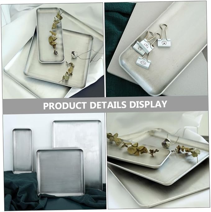 ABOOFAN 1pc Aluminum Food Serving Tray Vintage Storage Plate for Home Use Food Container for Cakes Breads Fruits Snacks Easy to Clean Reusable Design Silver