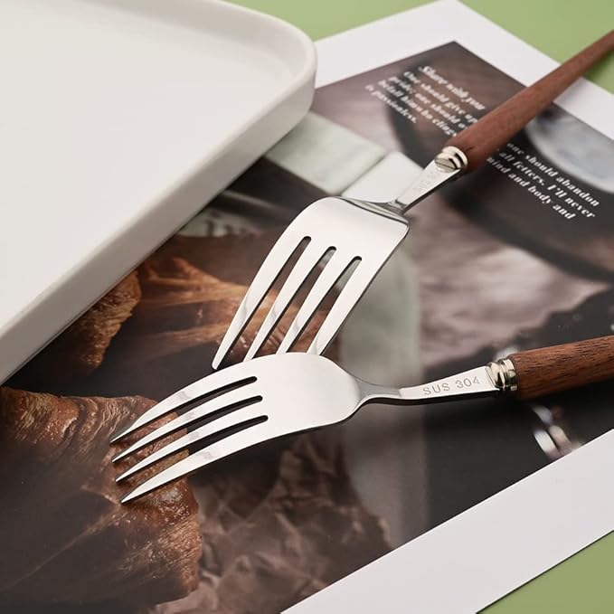 20-Piece Wood Handle Silverware Set 304 Stainless Steel Flatware Set Service For 4, Forks Spoons and Knives Set for Home, Restaurant, Wedding, Party (Rosewood)