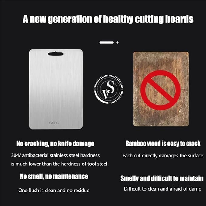 Generic Titanium Cutting Board, Stainless Steel Food Grade Cutting Board, Titanium Cutting Board for Kitchen, 14 * 10 Inch, Meat, Fruit, Vegetable Cutting Boards, Medium, Silver