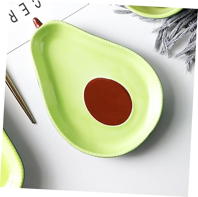 Avocado Shape Ceramic Appetizer Plate Food-Safe Microwave Safe Cute Design for Snacks Desserts Fruits Creative Tableware for Parties and Gatherings