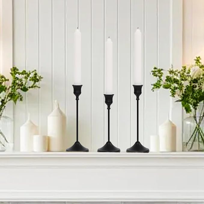 Candlestick Holders 30 PCS, Metal Taper Candle Holder, Matte Black Candle Holders for Pillar Candles, Vintage Dining Table Centerpiece Decorations for Wedding Party Christmas Halloween Decor