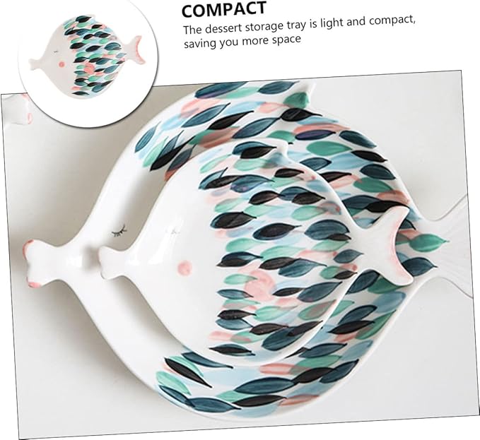 Dipping Bowls,Ceramic Serving Dishes,Food Serving Tray,Fish Shaped Ceramic Plate Appetizer Plates Meat Platter Fruits Plate Ceramic Serving Platter
