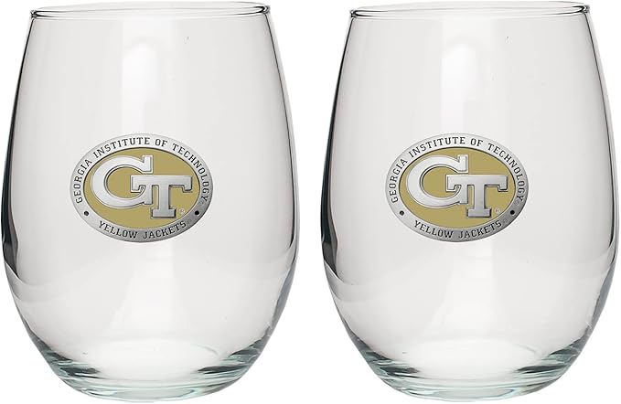Heritage Pewter Georgia Tech Stemless Glass Goblets β Set of 2 | 15 OZ Goblet Wine Glasses | Expertly Crafted Pewter Glass