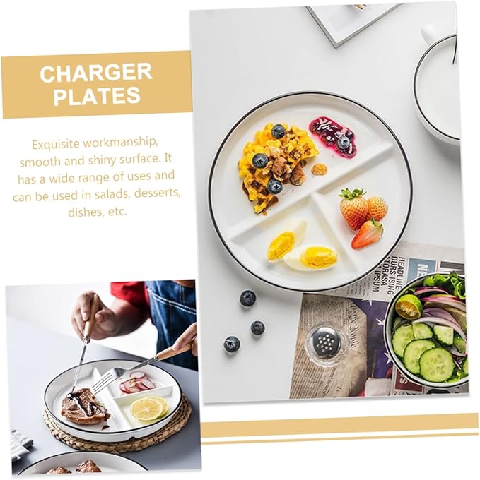 ABOOFAN Ceramic Divided Plate for Adults Stylish Food Tray with Rim Multi Functional Dish for Salads Desserts and Appetizers for Home Parties and Picnics