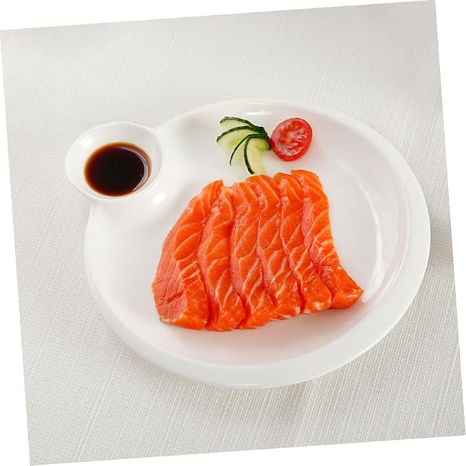 Ceramic Divided Serving Plate Multi-function Dumpling Dish Soy Sauce Dish Household Chips Plate for Sushi and Appetizers for Parties and Entertaining