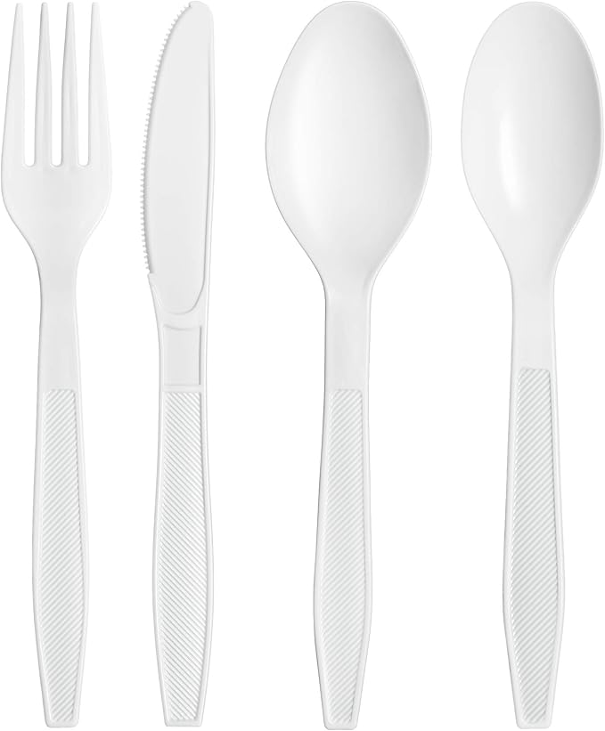 500 Count Extra Heavy duty Plastic Spoons, Disposable White Soup Spoon, Heavyweight Bulk Cutlery for Dinner, Events, Catering, Parties & Takeout