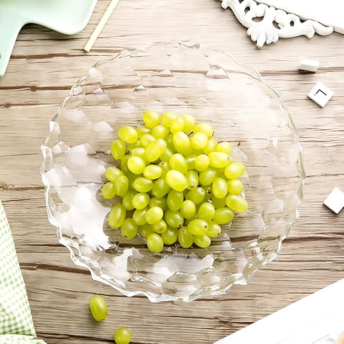 2 Pack Glass Fruit Bowl, Fruit Basket Holder, Crystal Fruit Bowl, Dessert Plate,Decorative Pedestal Bowl,for Table Décor for Home,Office, Wedding Decor, Fruit, Snack, Dessert(Large,Amber)