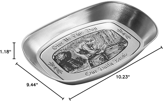 Portable Bread Tray, Oval Metal Picnic Plate Reusable Decorative Bread Serving Tray Multipurpose Tinplate Food Tray for Parties Gatherings (Harvest Style)