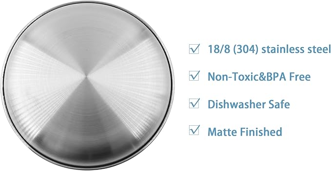 304 Stainless Steel Plates,Silver Round Dinner Dishes,Feeding Serving Camping Plates,Reusable Dinner Plates,Durable Metal Plates, Double Walled Plates for Picnic BBQ Steak 6PCS, 17cm/6.69''