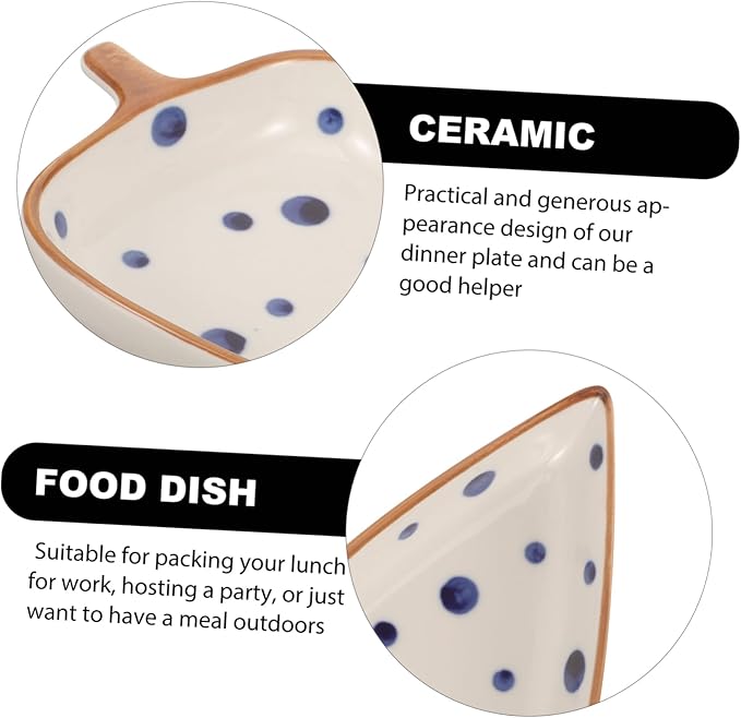 Zerodeko Creative Leaf-shaped Ceramic Snack Plate for Dipping Sauces Multi-use Appetizer Dish for Home and Restaurant Hand-painted Glazed Serving Tray for Snacks and Salads