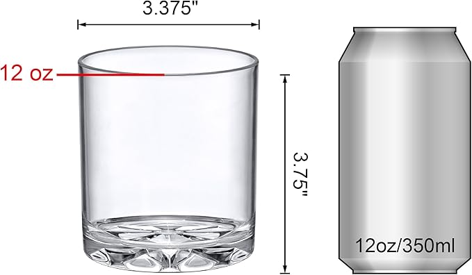Amazing Abby - Liberty - 12-Ounce Plastic Tumblers (Set of 6), Plastic Drinking Glasses, Reusable Plastic Cups, BPA-Free, Shatter-Proof, Dishwasher-Safe (Made of Plastic, NOT Glass)