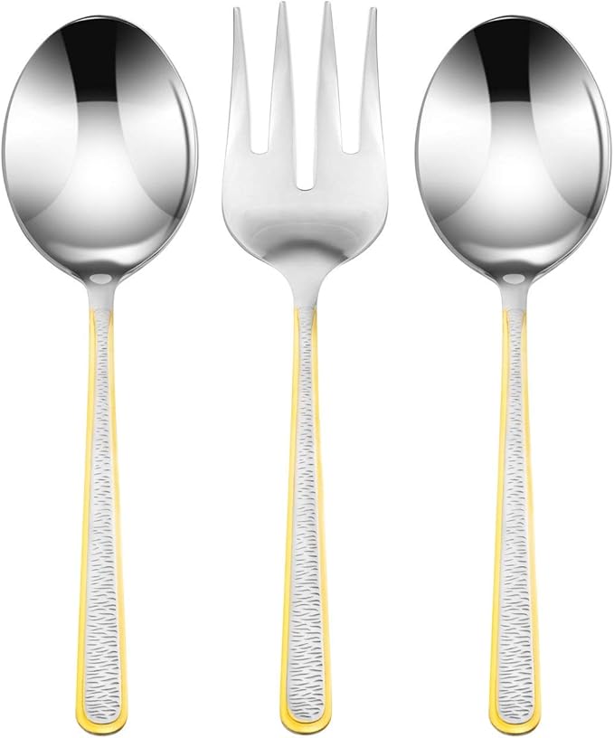 Venezia Collection "Provenza" 75-Piece Flatware Set, Silverware Cutlery Dining Service for 12, Premium 18/10 Surgical Stainless Steel, 24K Plated Hostess Serving Set w/Wood Flatware Chest