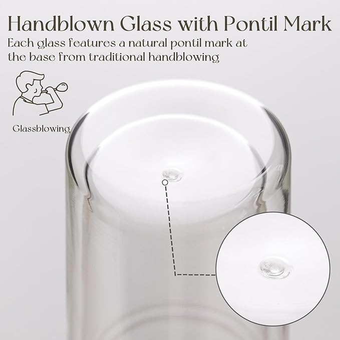 KEMORELA 2 Pack 28oz Double Wall Glass Tumblers with Handle, Lids & Straws – Large Insulated Clear Borosilicate Glass Cups for Iced Coffee, Smoothies, Bubble Tea & Cold Beverages