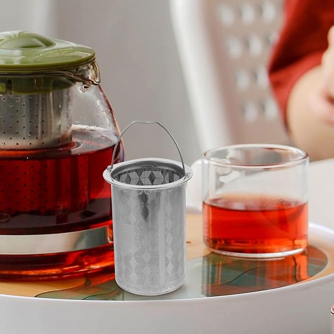 Luxshiny Stainless Steel Tea Strainer Insert for Teapots Fine Mesh Tea Filter Basket Replacement for Loose Leaf Brewing Pot Accessories for Home and Office