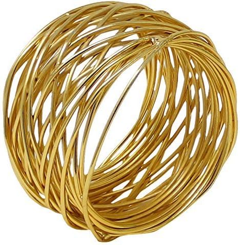 Golden Mash Napkin Rings Dining Table Napkin Holder, Classic Everyday Use Thanksgiving, Christmas Napkin Rings Buckles,Festive Party Gift Farmhouse for Table Mash (Matal Set of -12)