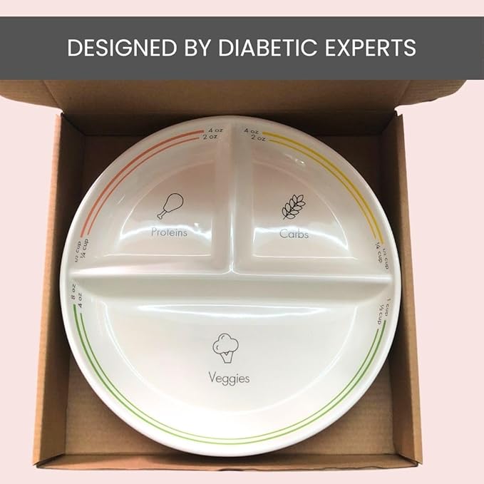 Uba DIABETIC Portion Control Plate (PORCELAIN) with Built-in Measurements