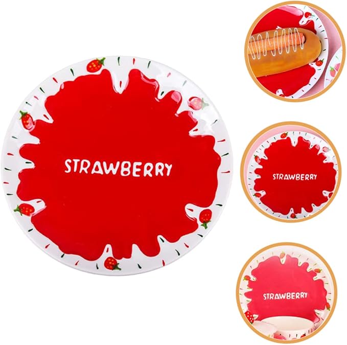 Multifunctional Strawberry Decor Plate Kitchen Ceramic Plate Dinnerware Decorative