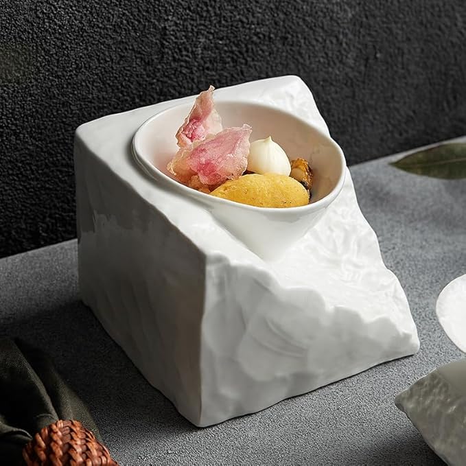 Appetizer Plates Ceramic Soup Bowls, Salad Bowls, Tableware, Special-Shaped Art Plates, White Cold Dish Bowls. Cheap Plates(A)