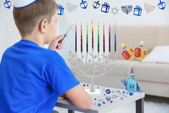 The Dreidel Company Dripless Chanukah Hanukkah Candles Decorative Mother of Pearl, 45 Candles 1-Hour Burn Time