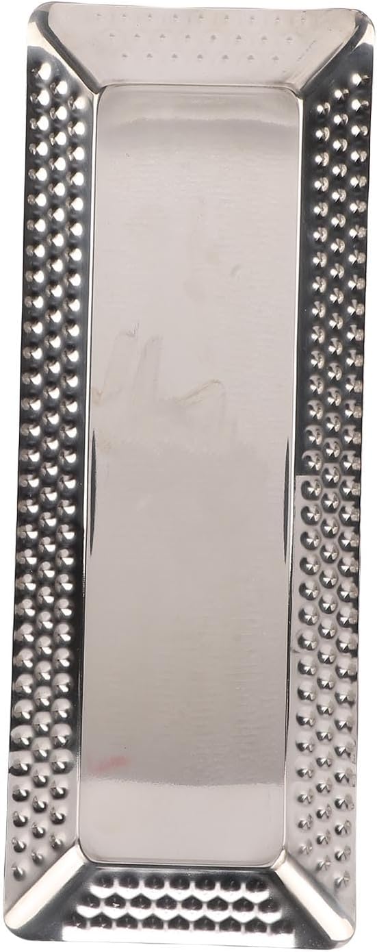 Stainless Steel Rectangular Serving Tray, Multipurpose Silver Decorative Platters, 9.8 x 4.3 x 0.6 Inch for Vanity Platter Kitchen Bathroom Counter Storage Counter Organizer