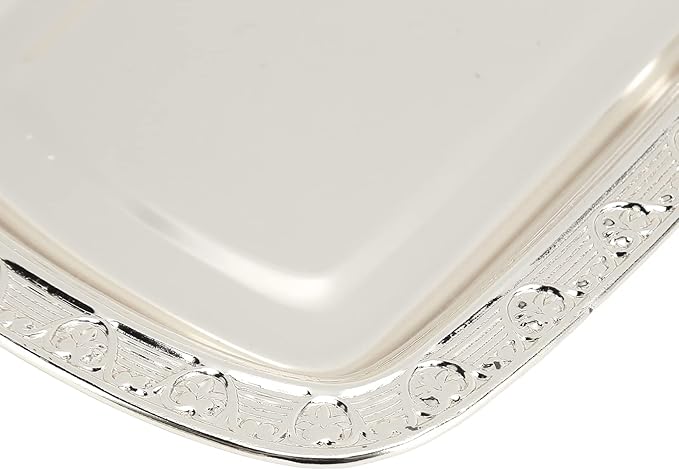 Gold Stainless Steel Gold Serving Tray, European Style Elegant Serving Platter Small Storage Fruit Tray, Eating Trays Metal Fruit Plate Table Decoration with Lid for Snacks Candies Desserts(Silver)