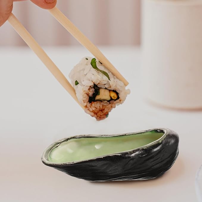Ciieeo Ceramic Oyster Shell Plate Elegant Sushi Serving Dish for Sauces Appetizers Desserts and Caviar Decorative Food Server for Family Gatherings and Celebrations