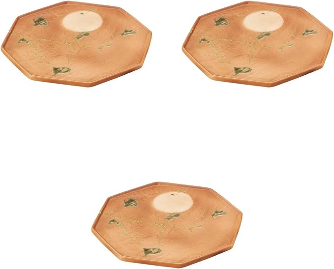 Set of 3, Grilled Full Moon Octagonal Appetizer Plate, 8.7 x 8.1 x 0.7 inches (22.2 x 20.7 x 1.8 cm) | Transforming Plate (Small) Setomonohonpo