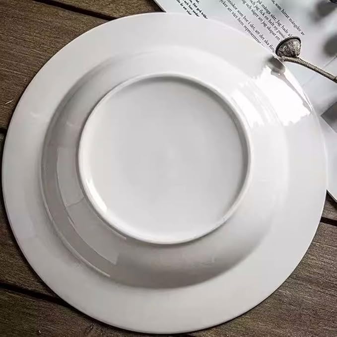 Kitchen Plates Simple Threaded Plate Soup Plate Pasta Western Food Plate Deep Plate Simple Ceramic Household Dish Plate Restaurant Plates