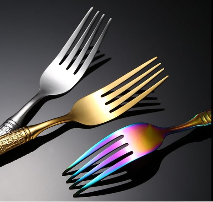 Stainless Steel Flatware serving set,Home Kitchen Eating Tableware Set,Dishwasher Safe,For Home Kitchen Restaurant Hote 5/20/30/40/50/60 Pieces Wheat Ears Stainless Steel Tableware Embossed Handle Tab