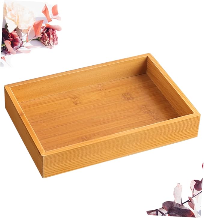 Cabilock Wooden Serving Tray Rectangular Multifunctional Desktop Food Plate for Home Kitchen Storage for Snacks Desserts Elegant