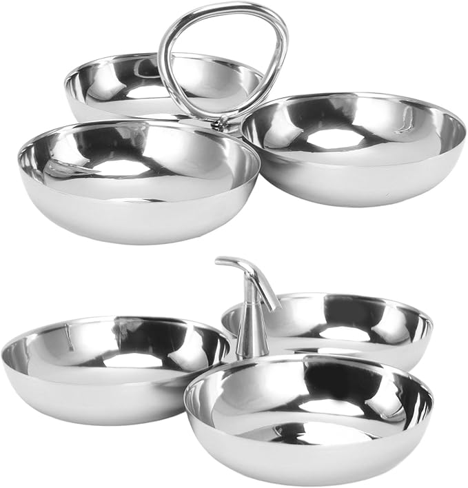 304 Stainless Steel Serving Plate, 3 IN 1 Fruit Bowl Snack Plate, Reusable Dessert Plates, Fruit Plate for Fridge, Simple Snack Tray, Portable Serving Tray for Home Kitchen Party(Mmol/L)