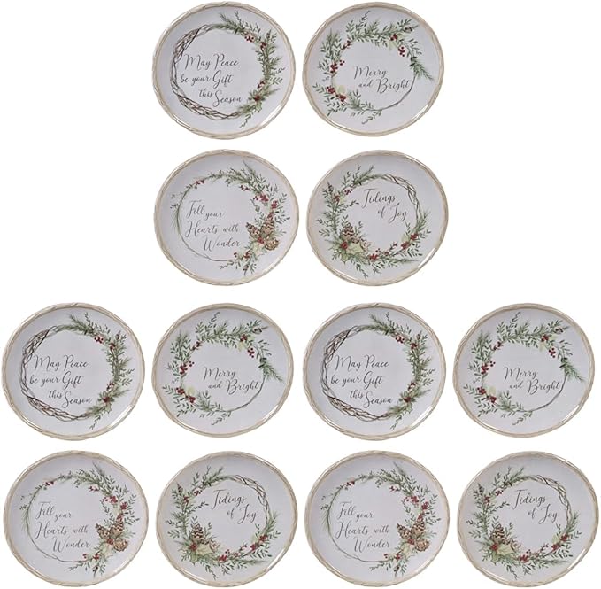 Certified International Holly and Ivy 6" Canape/Luncheon Plates, Set of 4 (Pack of 3)