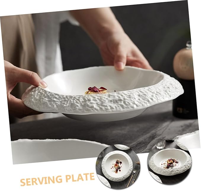 Zerodeko Ceramic Plate Decorative Dish for Salad Steak Appetizers Creative Shaped Dinnerware for Family Restaurant Hotel Use for Parties and Special Occasions