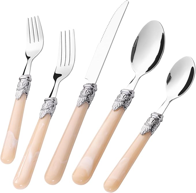 Serving Sets, 30-Piece Flatware Cutlery Set, Durable Stainless Steel Serving Utensils Set Including Dinner Forks, Knives, Spoons With Classic Handle For Steak, Salad, Soup, Tea (Set of 5)